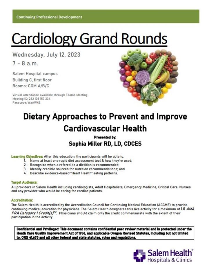 Cardiology Grand Rounds July 12 flier
