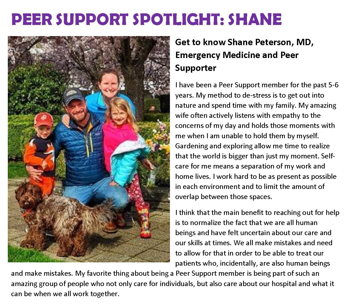 Shane Peterson peer spotlight