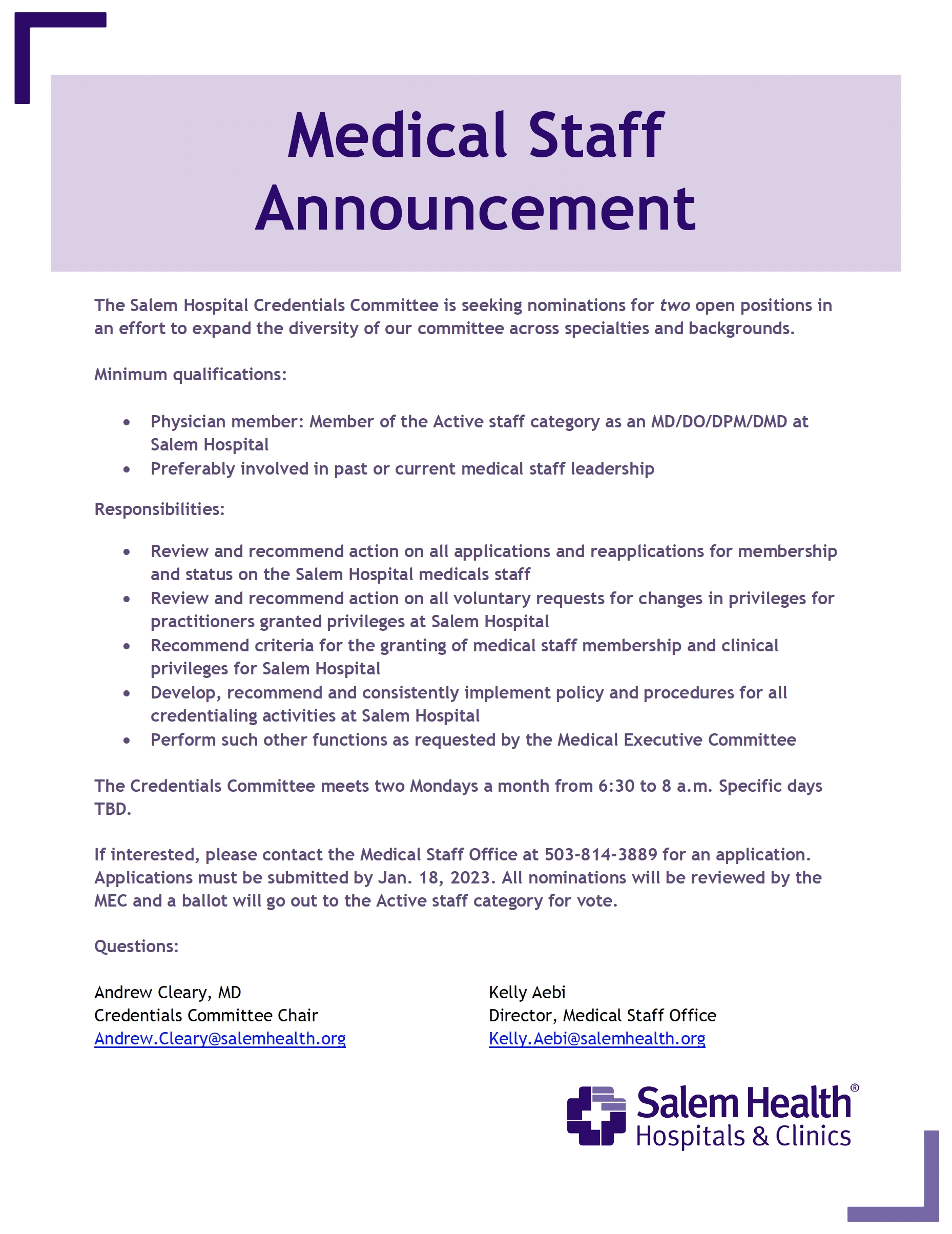 2022 Credentials Committee flier