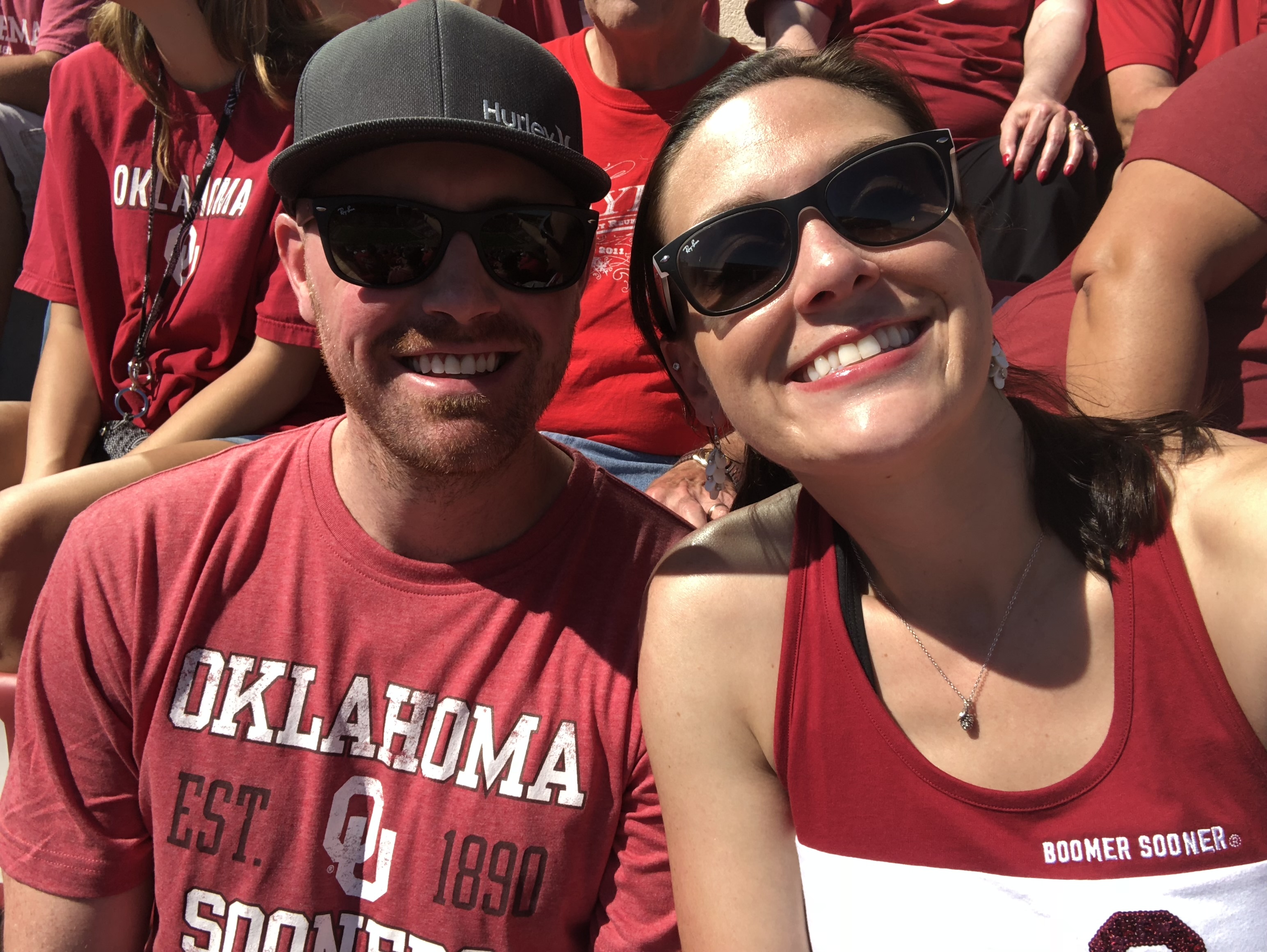 Dr. Meier with her husband wearing Oklahoma Sooners garb.