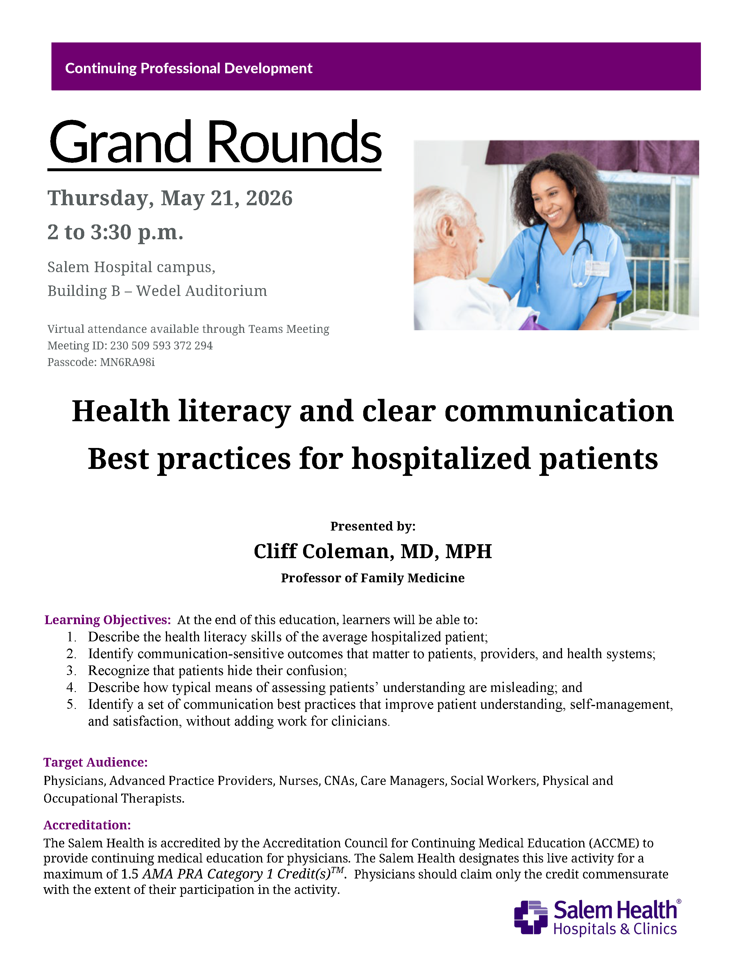 Grand Rounds May 21 flyer