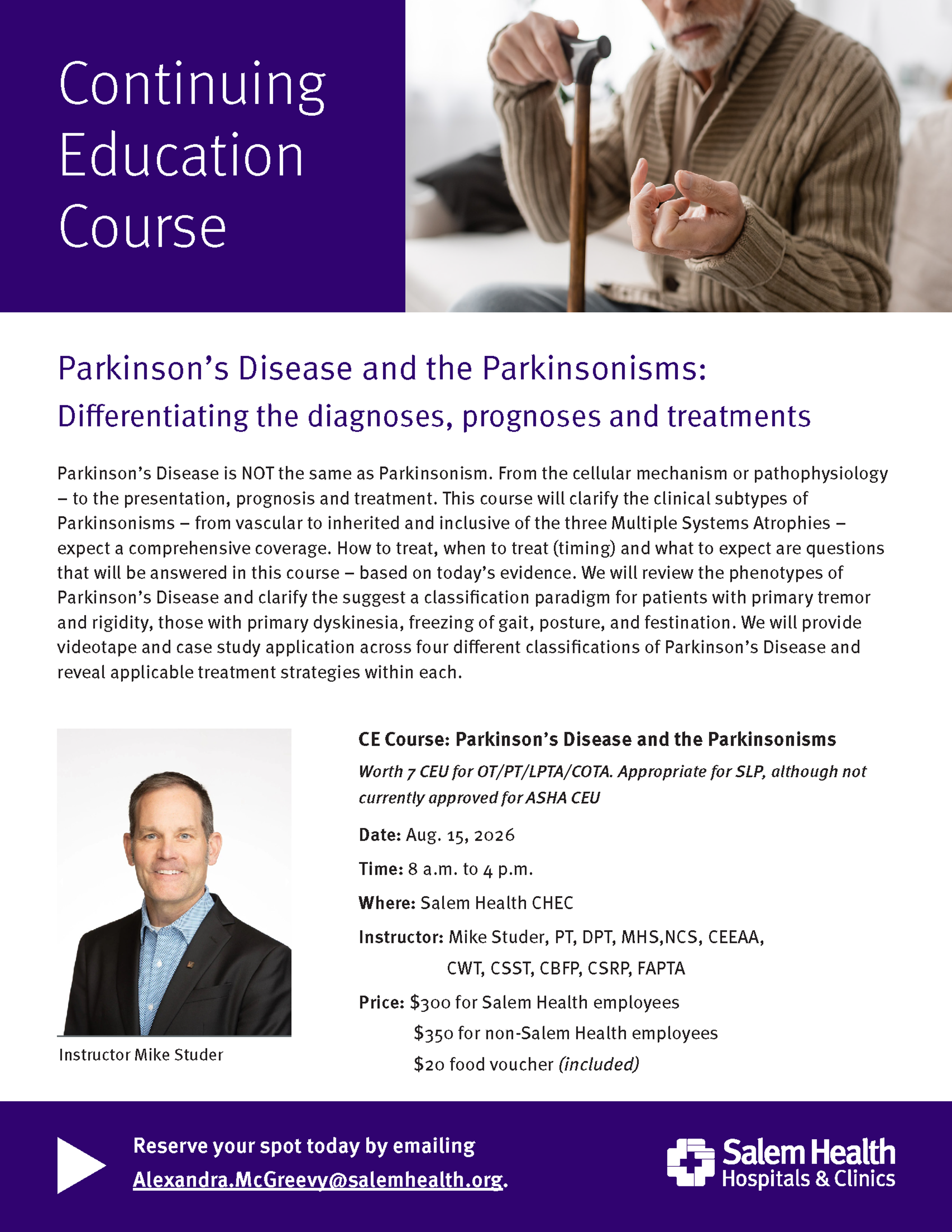 Continuing education course flyer.