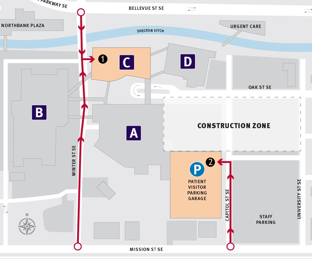 Map of parking options