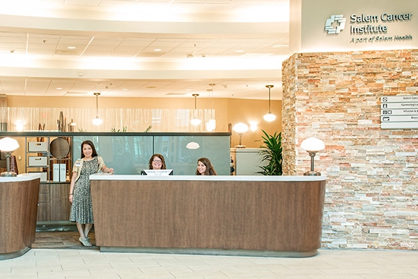 Salem Cancer Institute Registration desk.