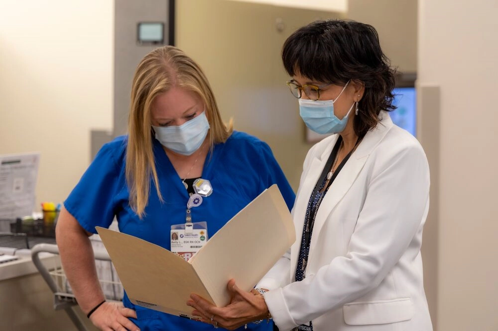 Woman working in medial lab