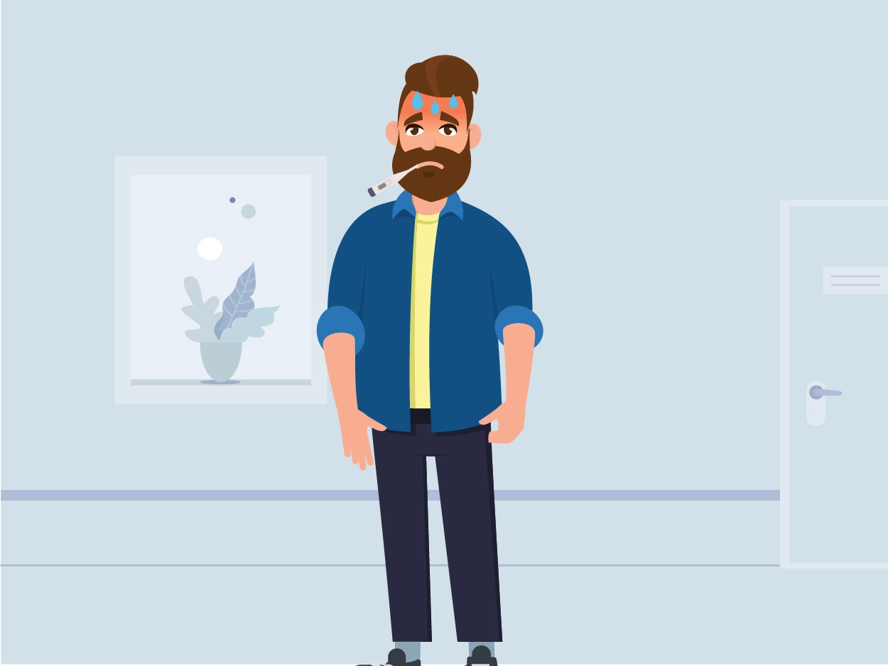 Man with cold/flu symptoms