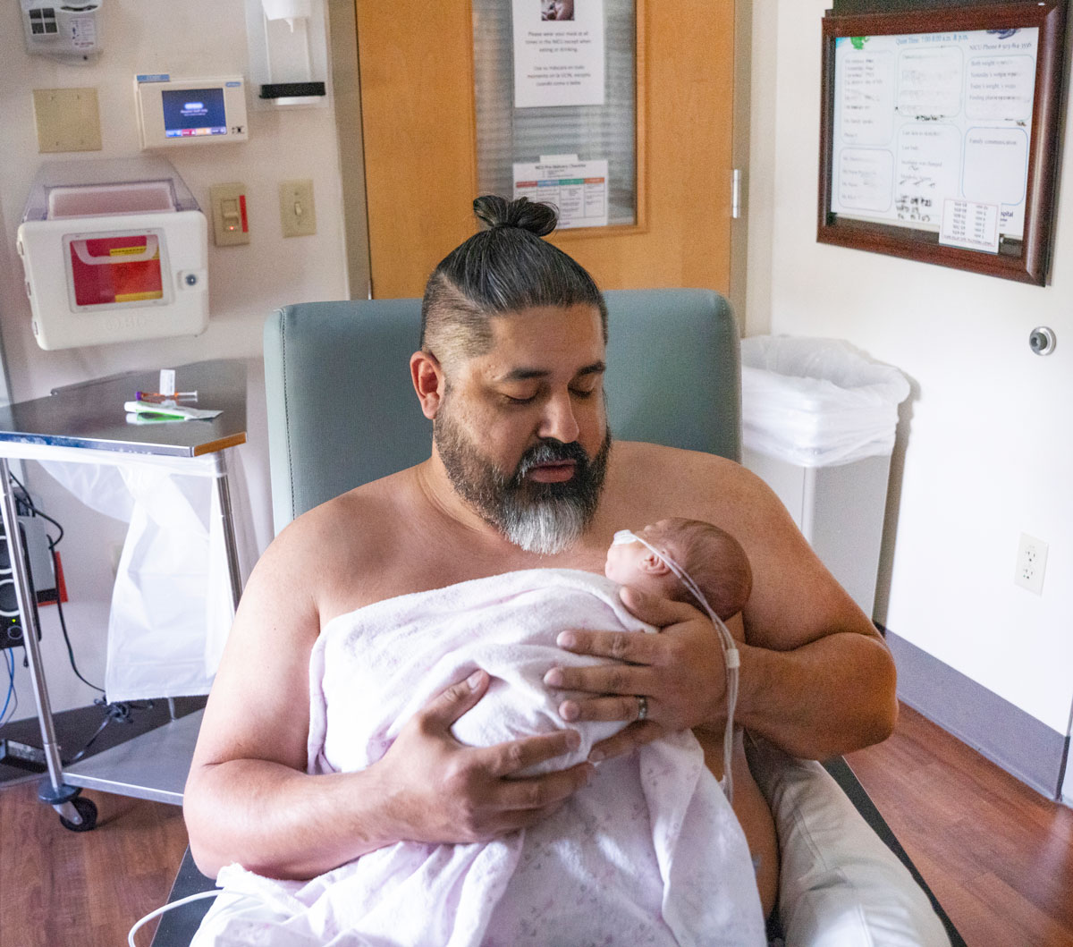 Father and baby bonding
