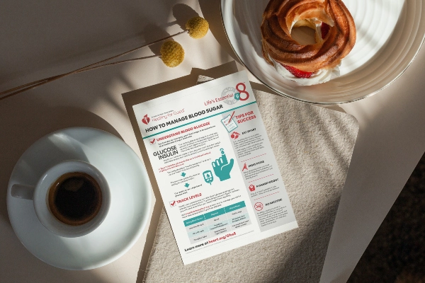 Document about managing blood sugar on a table