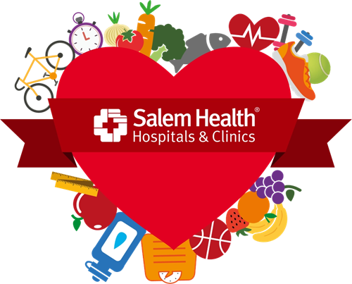 Heart health Graphic with a large heart and the Salem Health logo