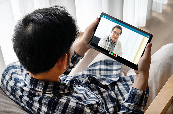 Patient on a virtual call with their provider