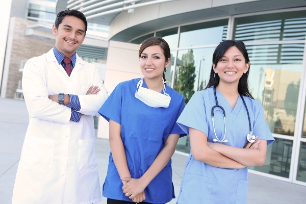 Providers standing outside