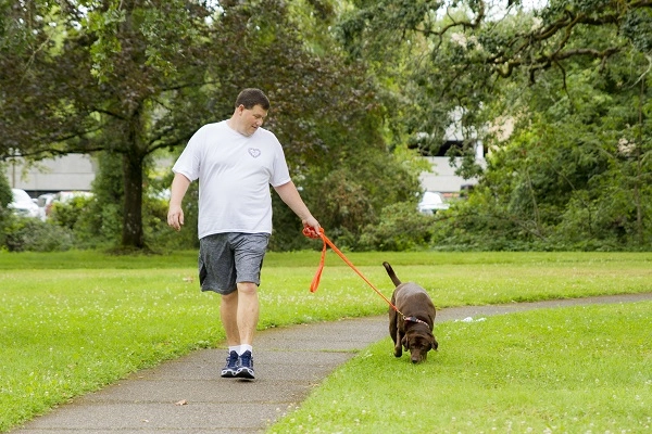 dan walking his dog to stay fit