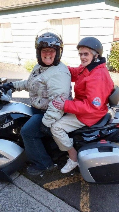 Irene Jones on motorcycle Irene Jones on motorcycle