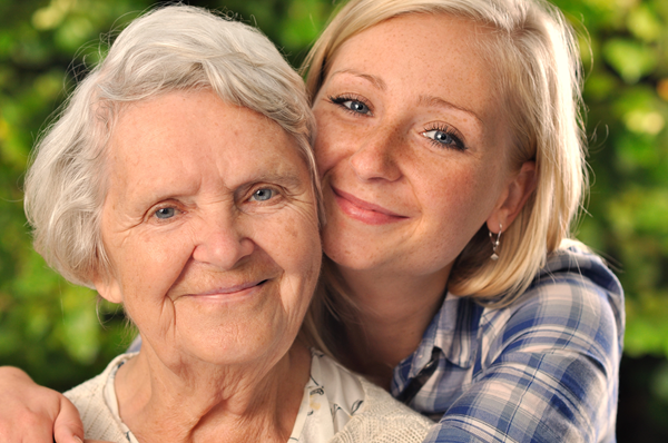 younger grandma and adult granddaughter grandmother